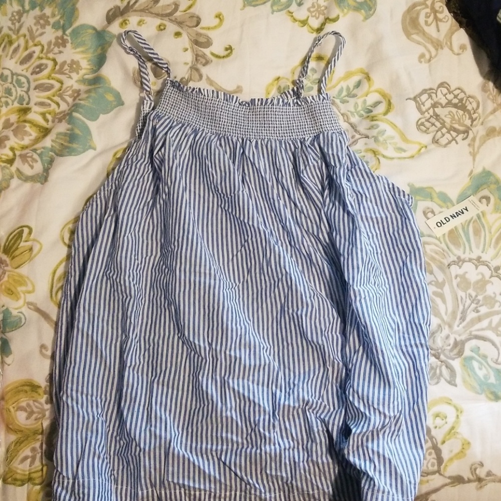 Seersucker peasant tank